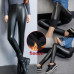 Winter Women Thin Fleece Lined Stretchy Pu Leather Leggings Thermal Pencil Pants