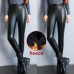 Winter Women Thin Fleece Lined Stretchy Pu Leather Leggings Thermal Pencil Pants