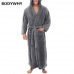 Winter Warm Bathrobe Men's Bathrobe Nightgown Soft Coral Velvet Hooded Bathrobe