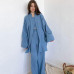 Japanese Kimono Set 100% Cotton Bathrobe Pajamas Two Piece Sweat Steaming Set