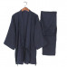 2022 Men's Traditional Japanese Pajama Set Cotton Robe Pants Kimono