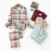 Women Pajamas Set 100% Cotton Flannel Printed Button 2Pcs Loungewear Nightwear