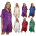 Womens Two-Piece Silk Satin Pajamas Set Short Sleeve Tops with Shorts Nightwear