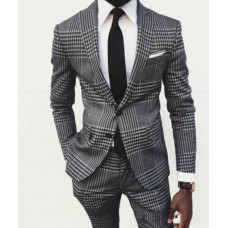 Business Plaid Mens Suits Slim Fit Groom Party Wedding Tuxedos Formal Prom Check